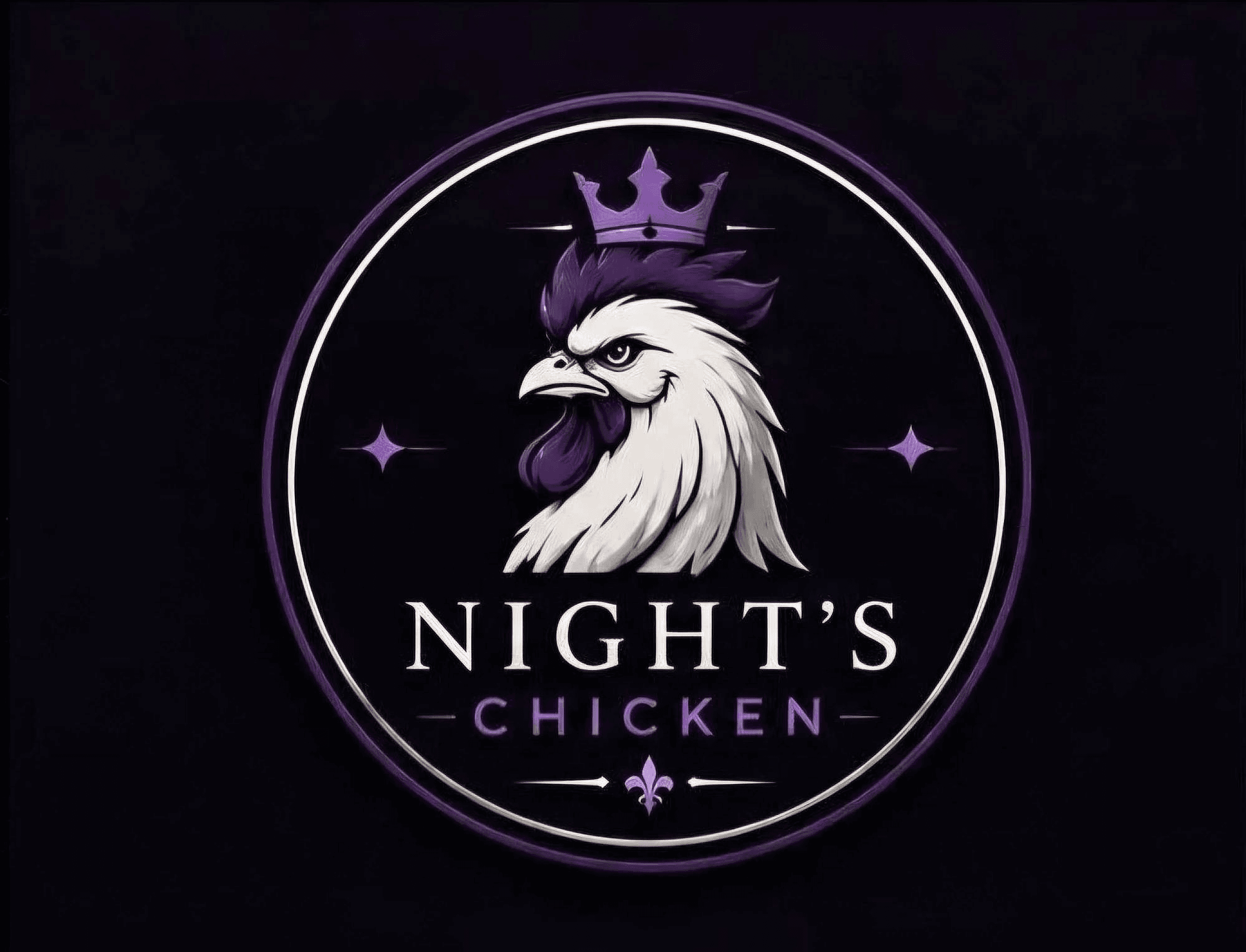 Night's Chicken royal emblem — a crowned rooster